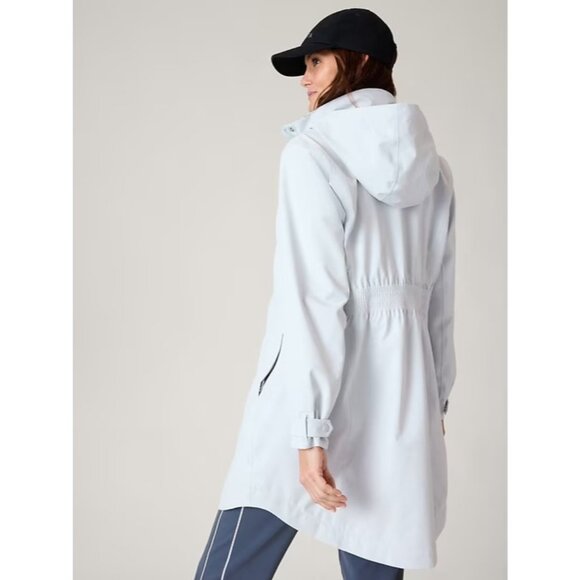 New ATHLETA 2X RainOut Sutro Long Trench in Snowfall Blue - Picture 6 of 11
